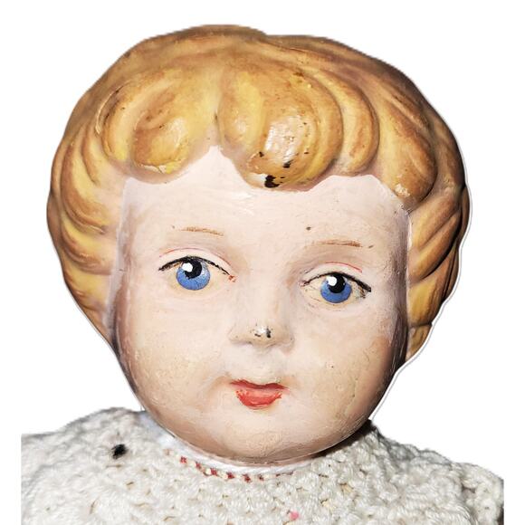 Early 1900s Antique 12” Minerva Tin Head Doll w/Jointed Kid Leather Body German - Picture 5 of 13